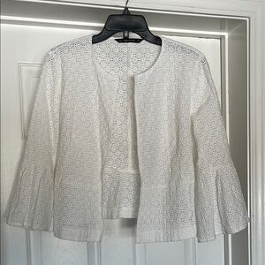 Zara Basic - white eyelet peplum jacket - size L
